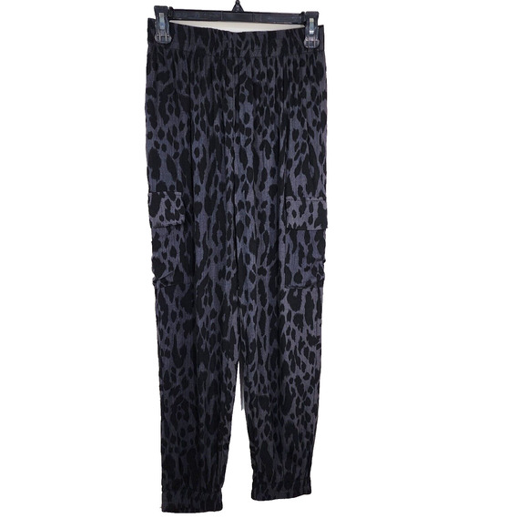 THML Womens Jogger Pants Size Small Animal Print Cargo Pockets Rayon Gray Black - Picture 1 of 10